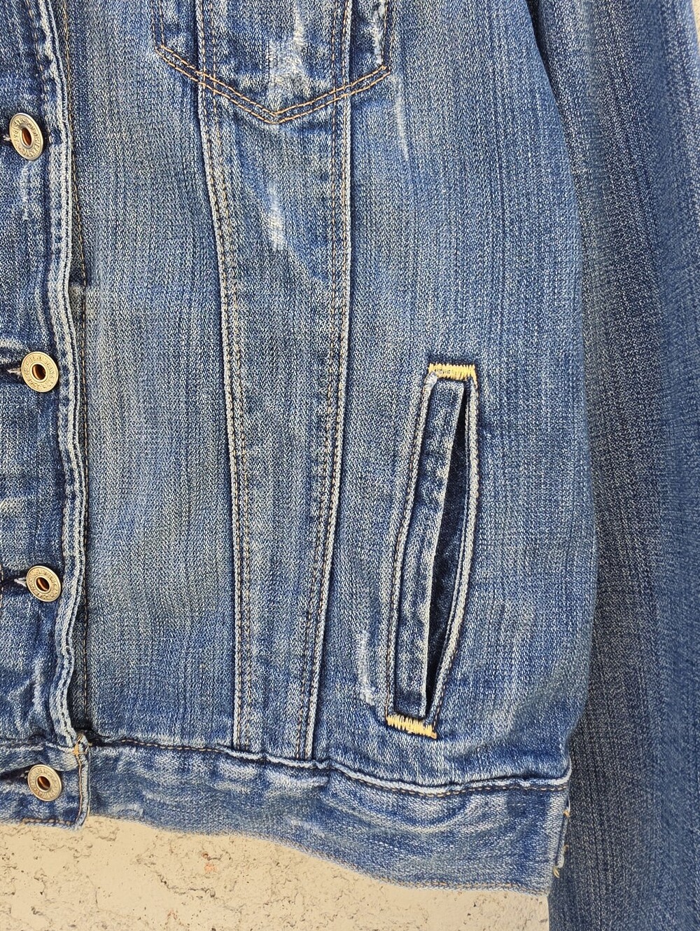 Vintage Polo Jeans Co.Ralph Lauren Distressed Rocker Denim Jean Jacket 20.5X22.5 - Picture 5 of 16